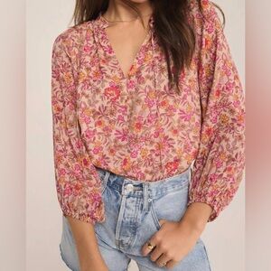 ✨NWT- Z Supply Carine Lima Floral Top cactus flower pink/yellow size medium
